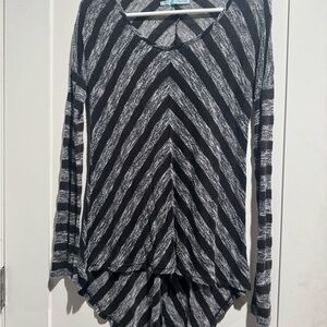 Maurices Charcoal and Light Gray Chevron Top